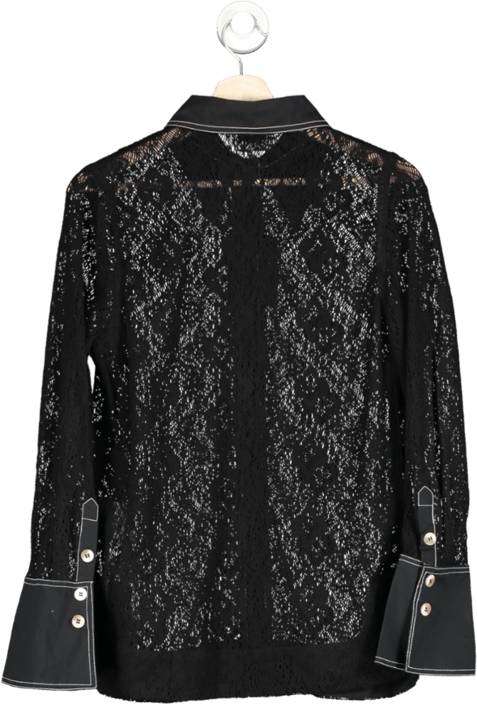 GANNI Black Lace Shirt Size 36 UK 8 - Reliked