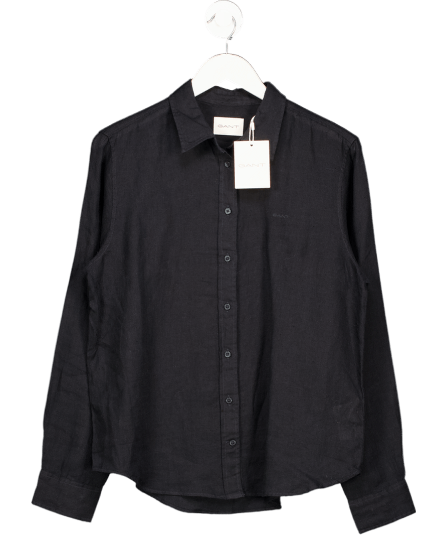 GANT Black Embroidered Logo Linen Shirt UK 10 - Reliked
