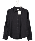 GANT Black Embroidered Logo Linen Shirt UK 10 - Reliked