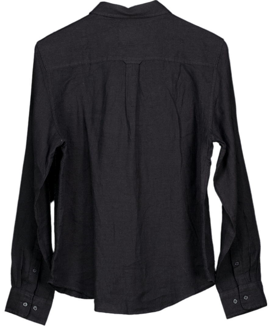 GANT Black Embroidered Logo Linen Shirt UK 10 - Reliked