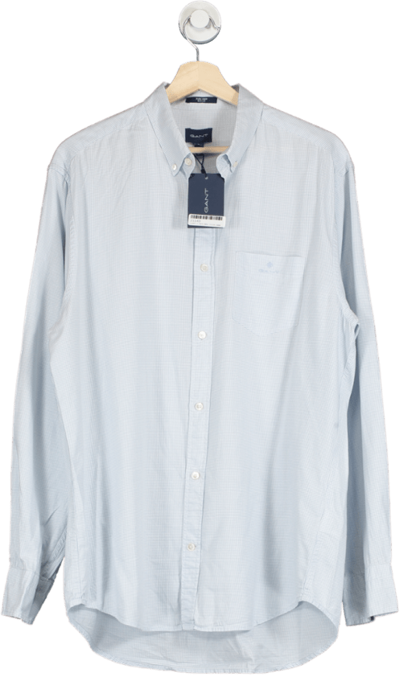 Gant College Blue Regular Broadcloth Gingham Shirt L - Reliked