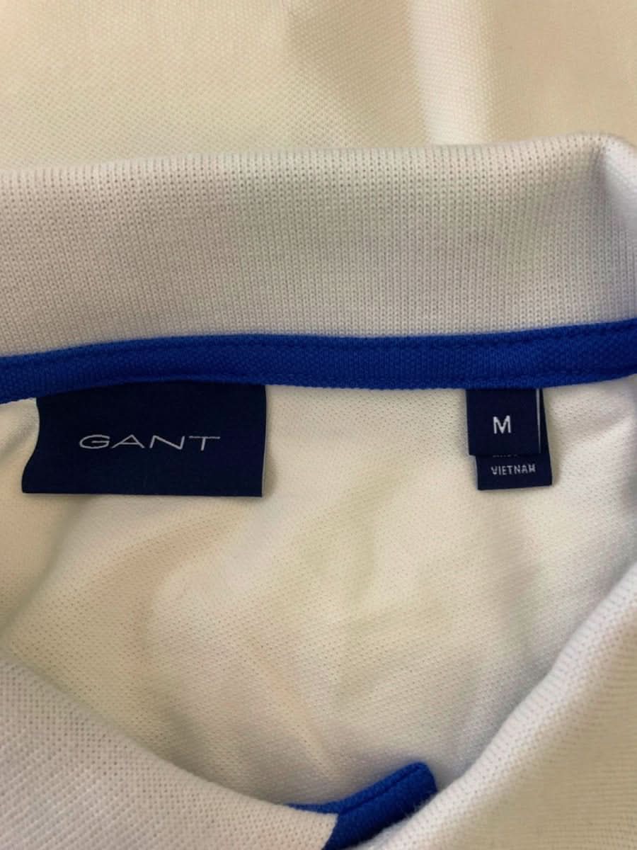 Gant White Contrast Collar Piqué Rugger Polo Shirt SIZE M - Reliked