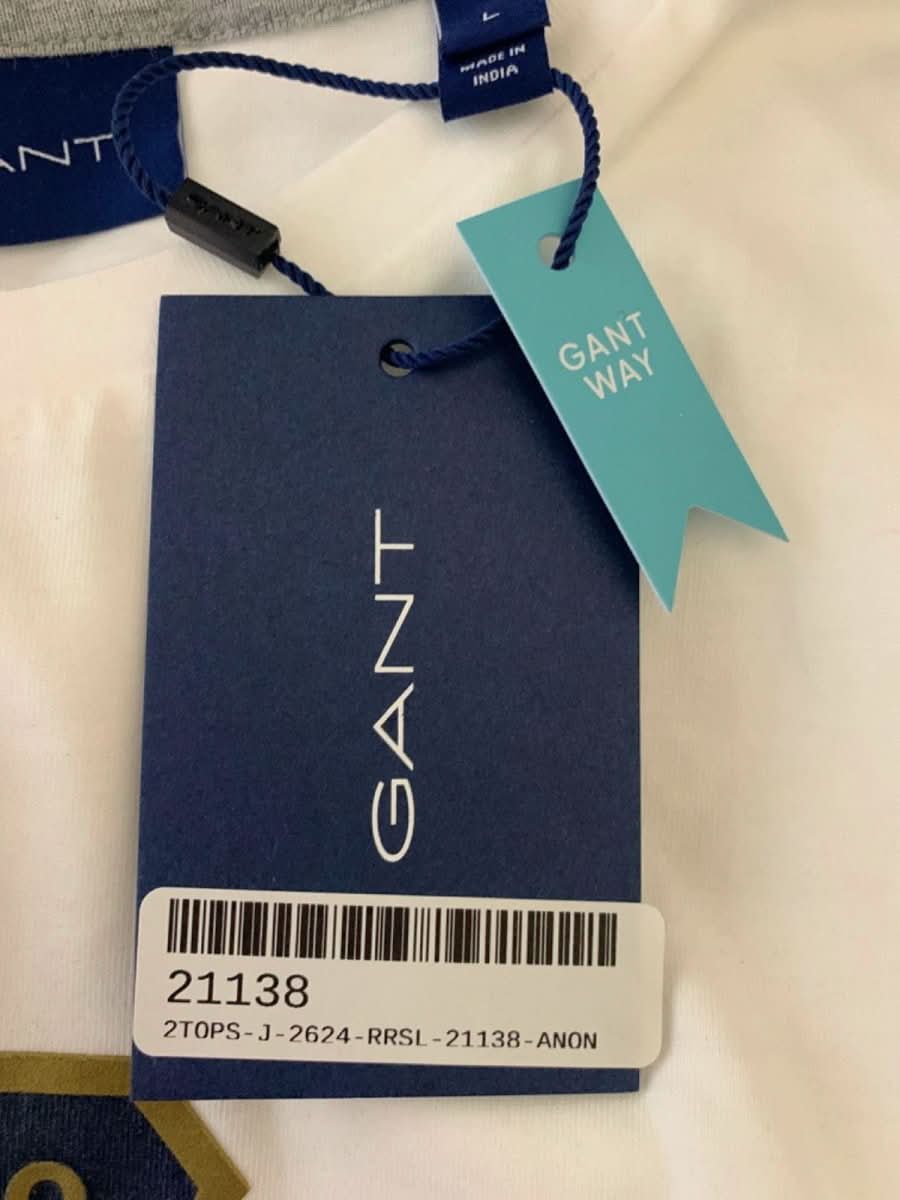 GANT White Embroidered Logo SS T-Shirt SIZE L - Reliked