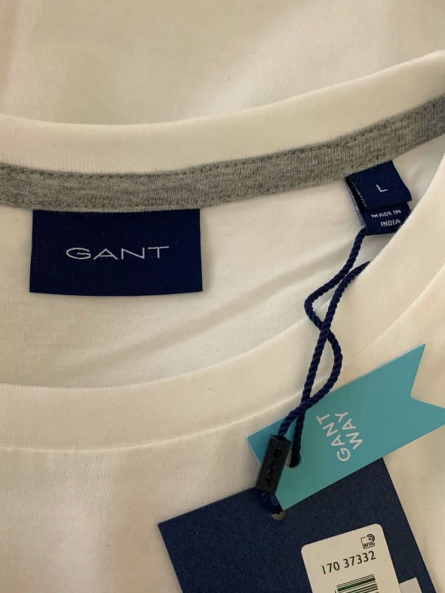 GANT White Embroidered Logo SS T-Shirt SIZE XL - Reliked