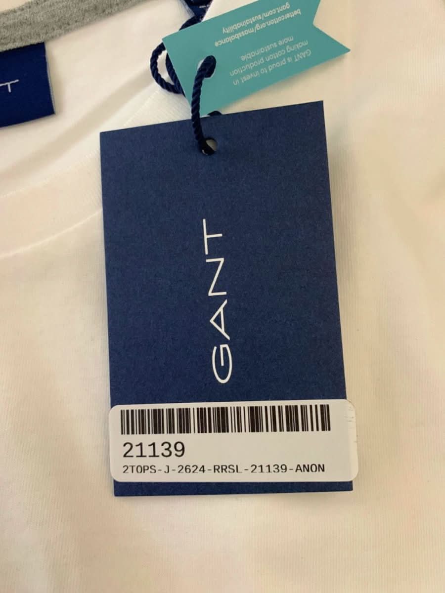 GANT White Embroidered Logo SS T-Shirt SIZE XL - Reliked