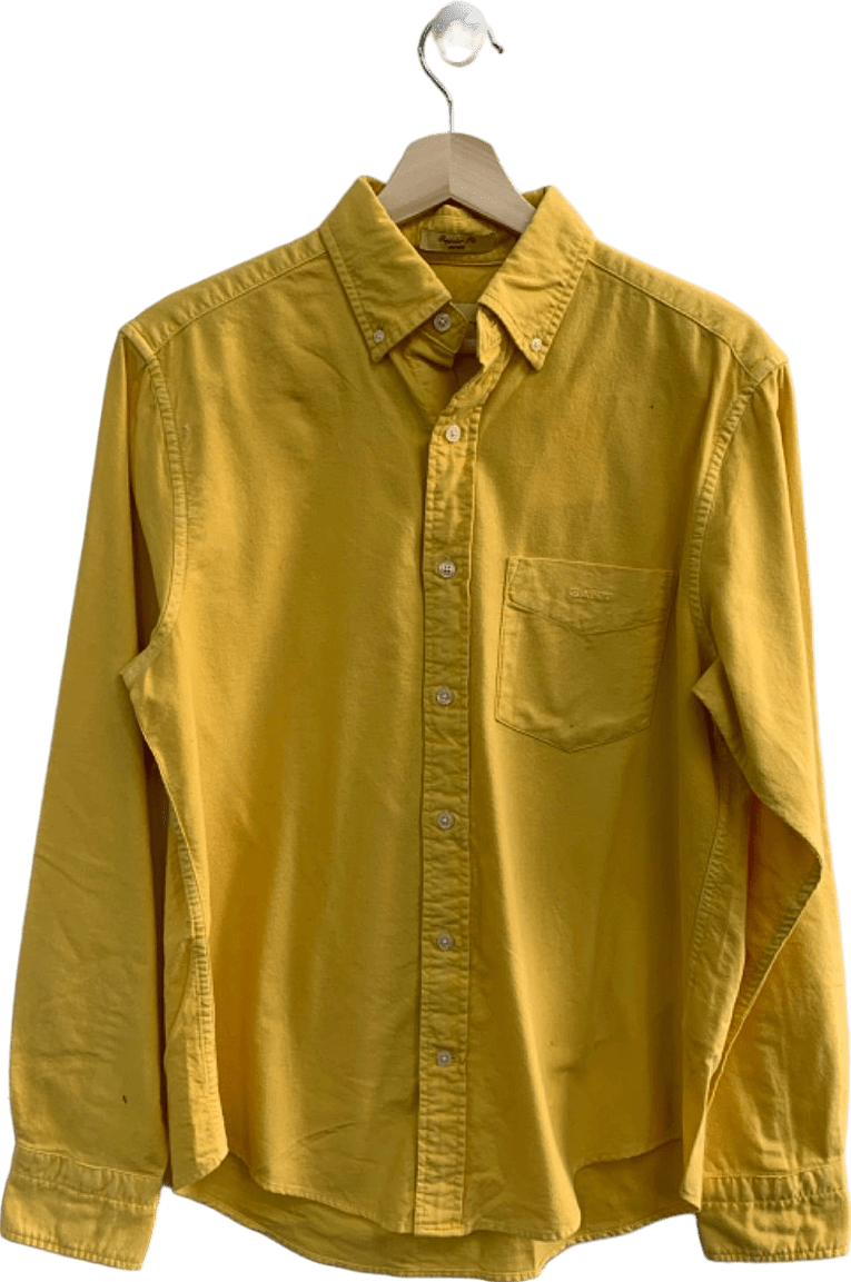 GANT Yellow Regular Fit Brushed Oxford Shirt UK S - Reliked