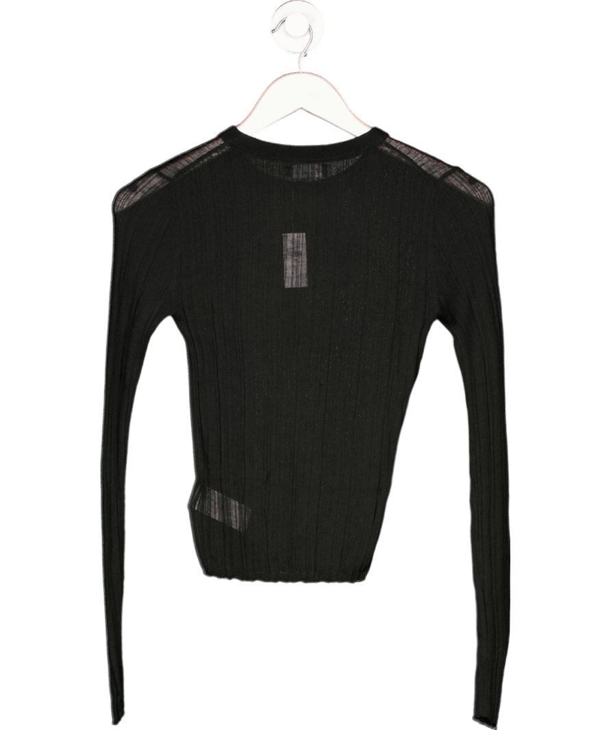 GAP Black Long Sleeve Sheer Rib Henley Top UK XS - Reliked
