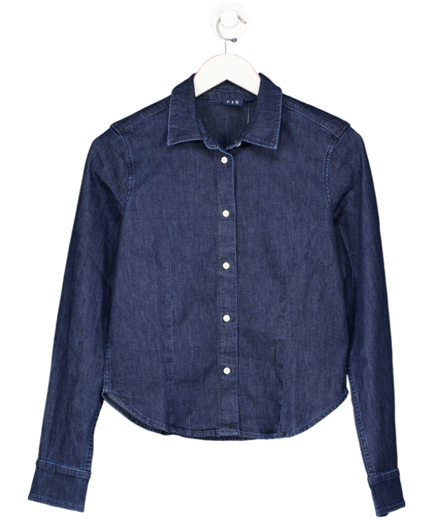 GAP Blue Dark Indigo Fitted Denim Shirt UK S - Reliked