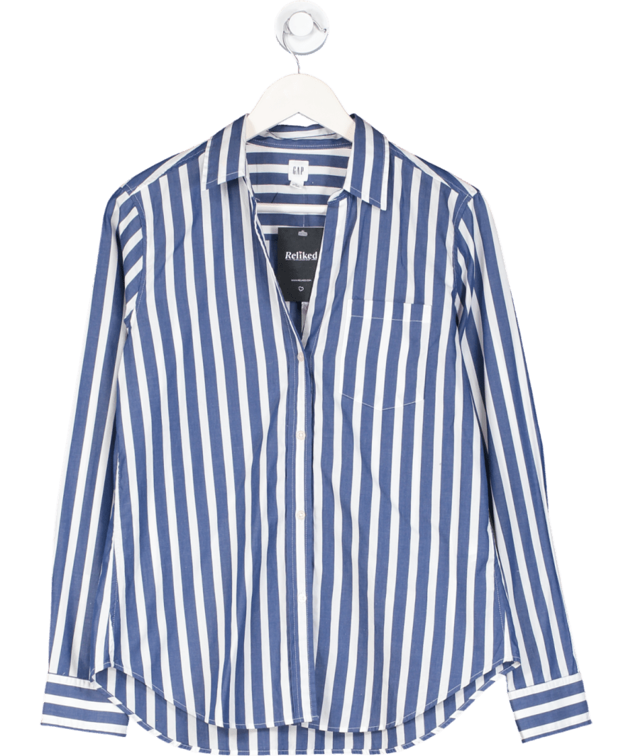 GAP Blue & White Striped Classic Shirt UK M - Reliked