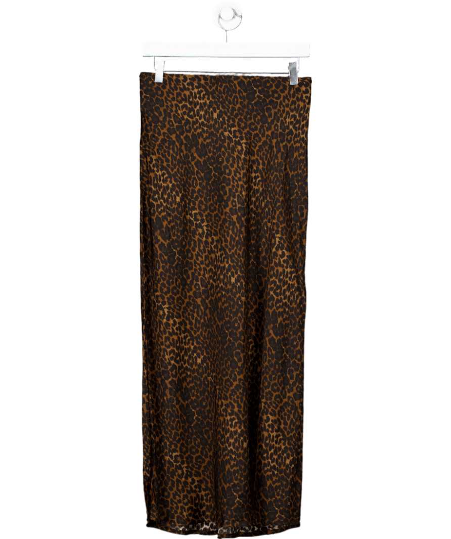 GAP Brown Leopard Print Maxi Slip Skirt UK S - Reliked