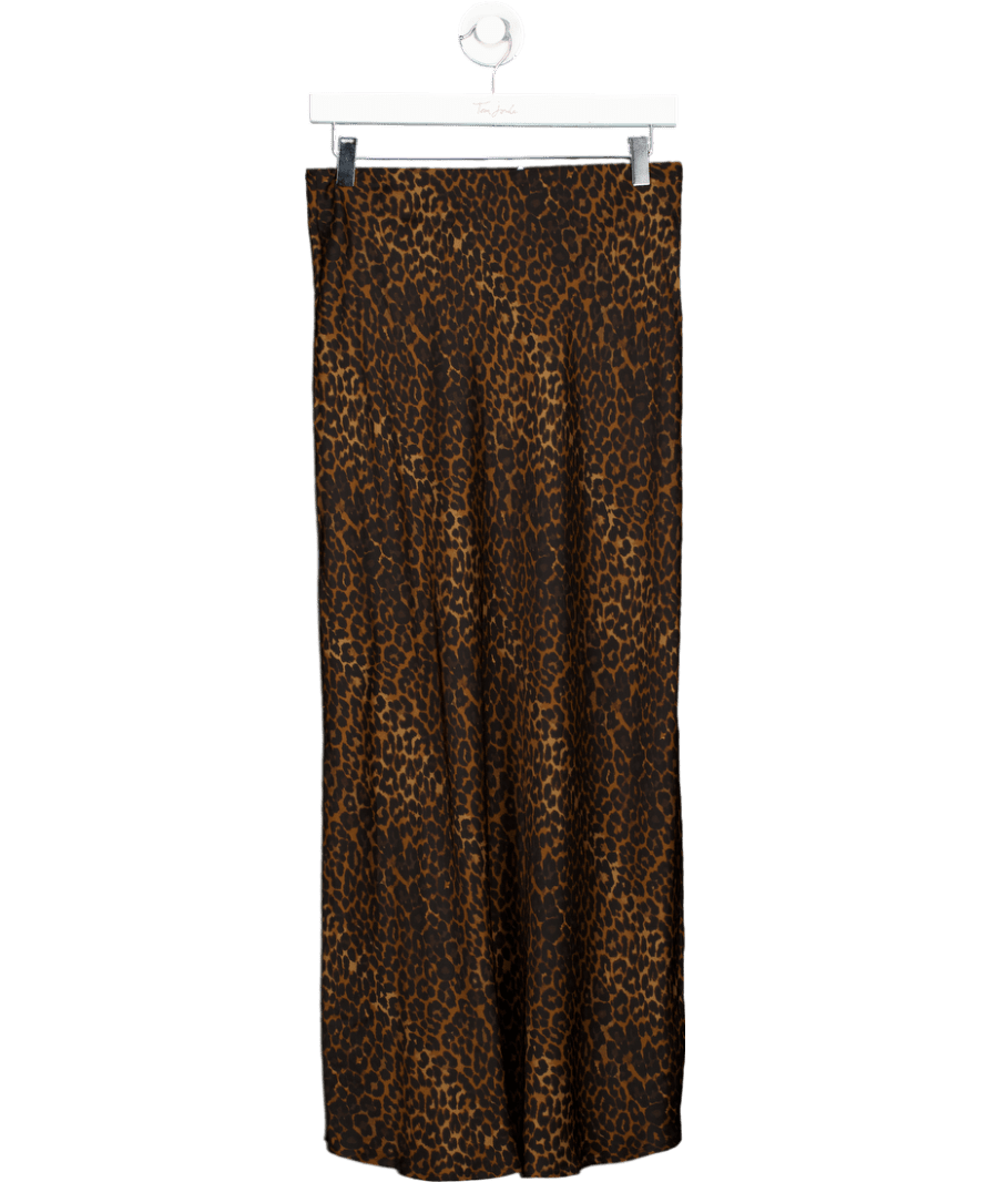 GAP Brown Leopard Print Maxi Slip Skirt UK S - Reliked
