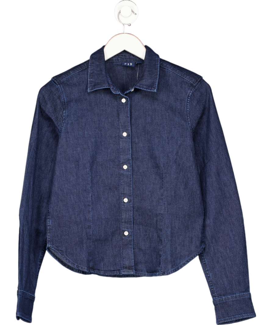 GAP Dark Blue Denim Fitted Shirt UK S - Reliked