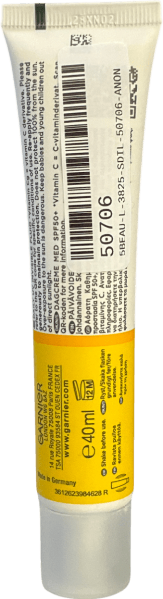 Garnier Vitamin C Daily Uv Brightening Fluid Invisible Spf 50+ 40ml - Reliked