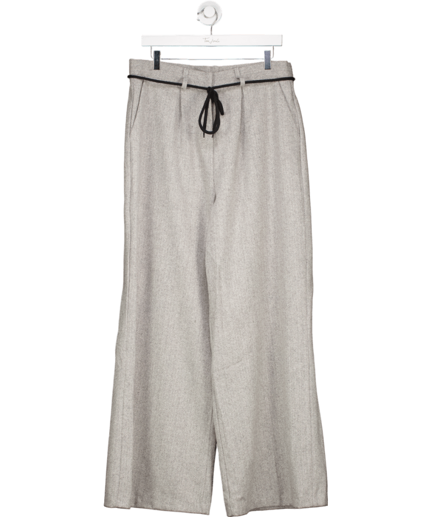 gateless Grey Herringbone Wide Leg Trousers One Size - Reliked