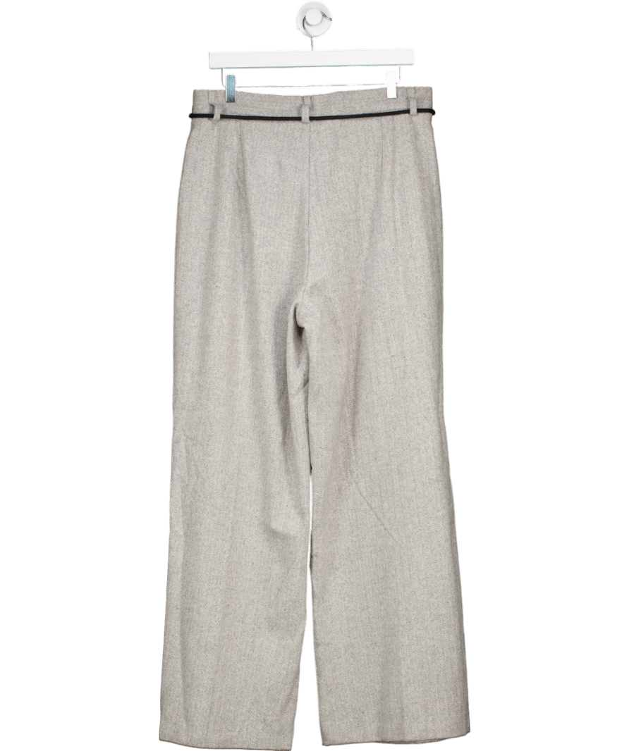 gateless Grey Herringbone Wide Leg Trousers One Size - Reliked