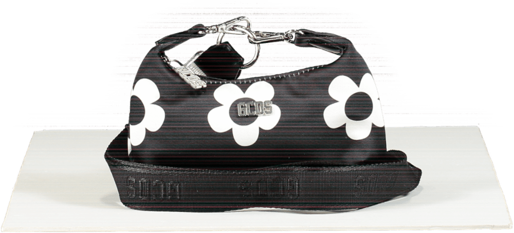 GCDS Black and White Daisy Banana mini neck bag - Reliked