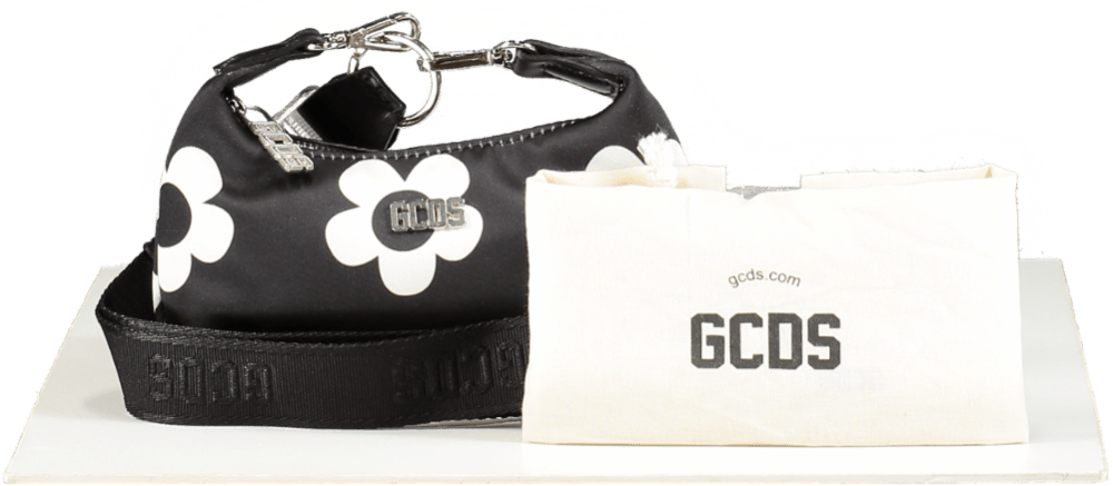 GCDS Black and White Daisy Banana mini neck bag - Reliked