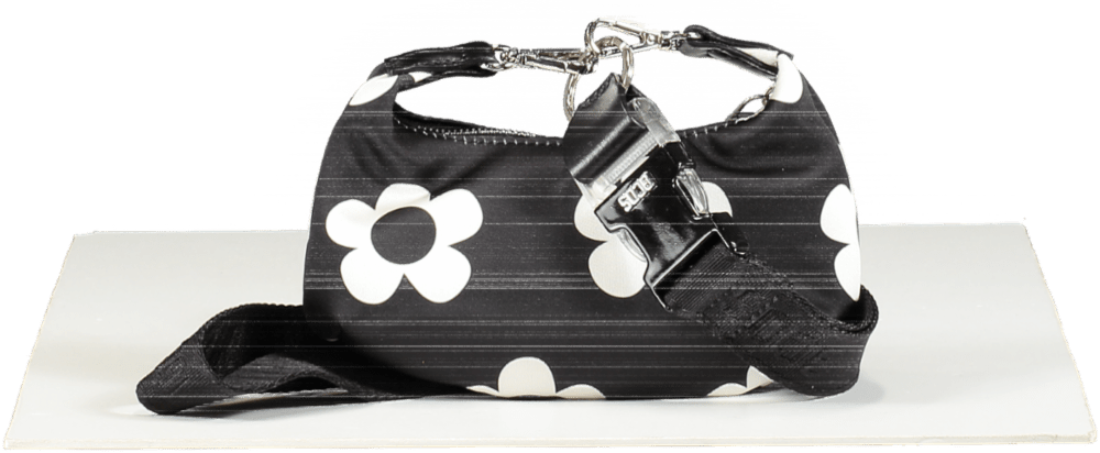 GCDS Black and White Daisy Banana mini neck bag - Reliked