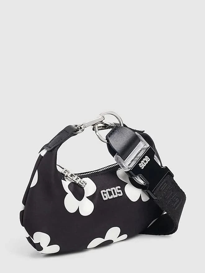 GCDS Black and White Daisy Banana mini neck bag - Reliked