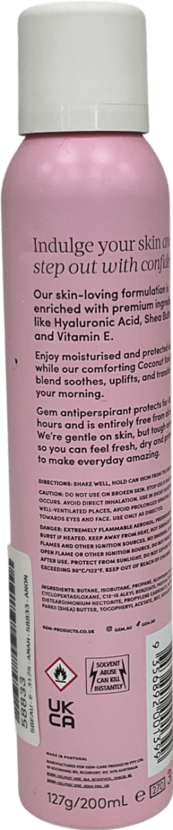 gem Skin - loving Coconut Vanilla Antiperspirant Deodorant Coconut Vanilla 200ml - Reliked