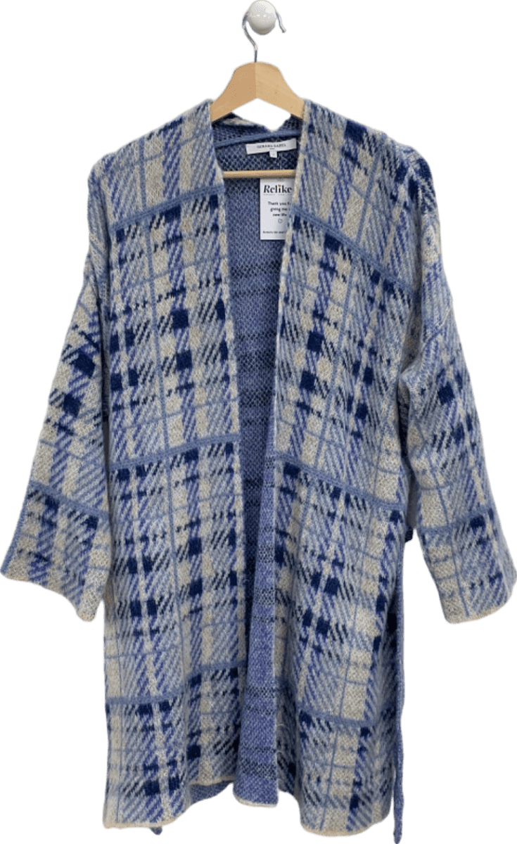 Gerard Darel Blue White Plaid Cardigan Size 1 UK S - Reliked