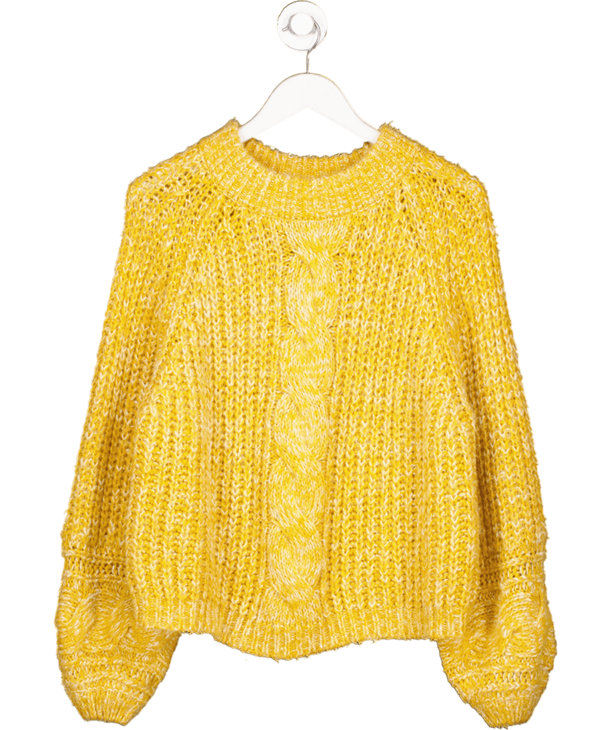 Gestuz Yellow Marl Cable Knit Jumper UK S - Reliked