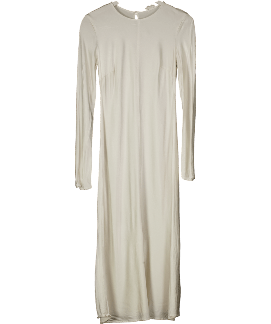 GHOST LONDON Ivory White Mari Satin Midi Dress UK S - Reliked