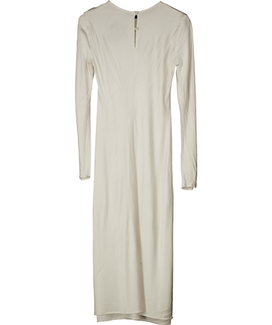 GHOST LONDON Ivory White Mari Satin Midi Dress UK S - Reliked