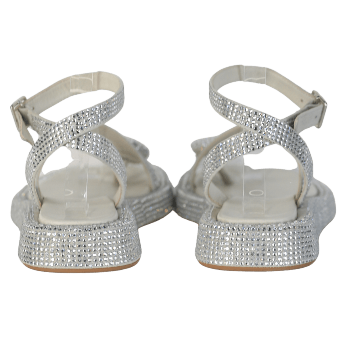 GIA BORGHINI Metallic Rhw Rosie Silver Embellished Leather Sandals UK 5 EU 38 👠 - Reliked