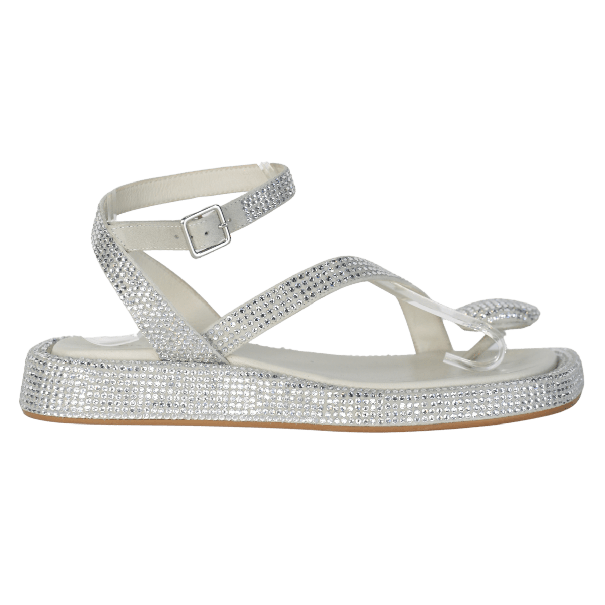 GIA BORGHINI Metallic Rhw Rosie Silver Embellished Leather Sandals UK 5 EU 38 👠 - Reliked
