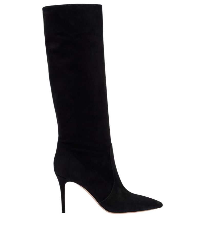 GIANVITO ROSSI BLACK Hansen 85 Suede Knee-High Boots UK 7 EU 40