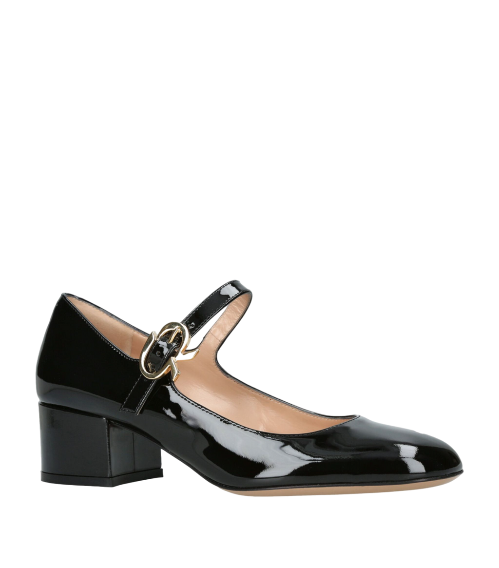 Gianvito Rossi Black Ribbon Patent Leather Mary Jane Court Shoes EU 39 UK 6
