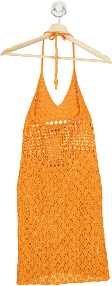 Gimaguas Orange Crochet Halter Dress UK S - Reliked