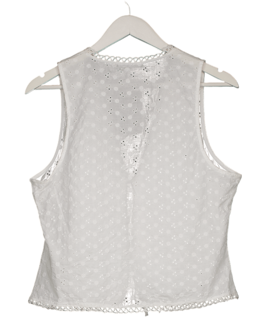 Gina Tricot White Tie - front Broderie Anglais Top UK L - Reliked