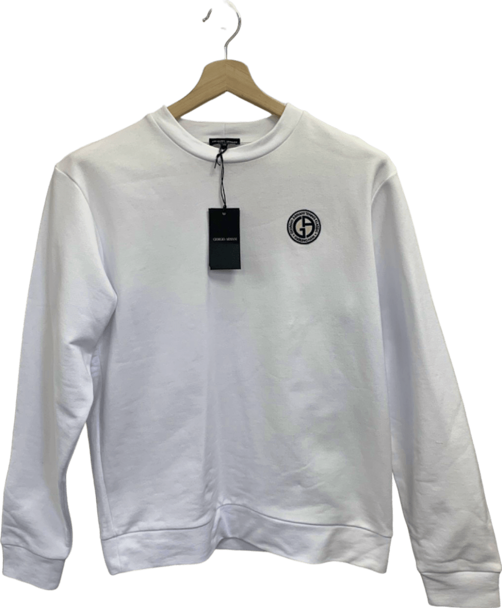 Giorgio Armani White Tennis Classic Sweatshirt UK XS - Reliked