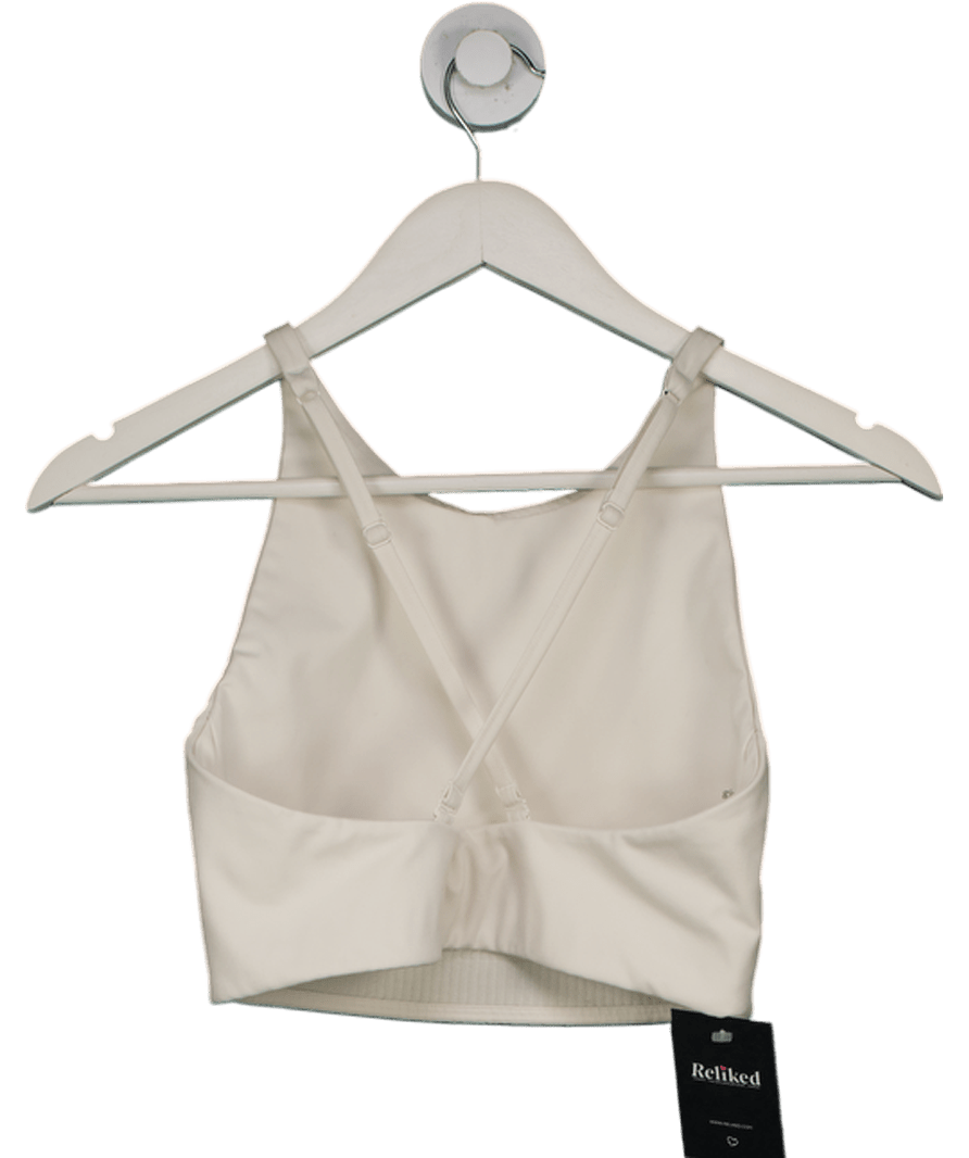 Girlfriend Collective Cream Cross Back Sports Bra UK M - Reliked