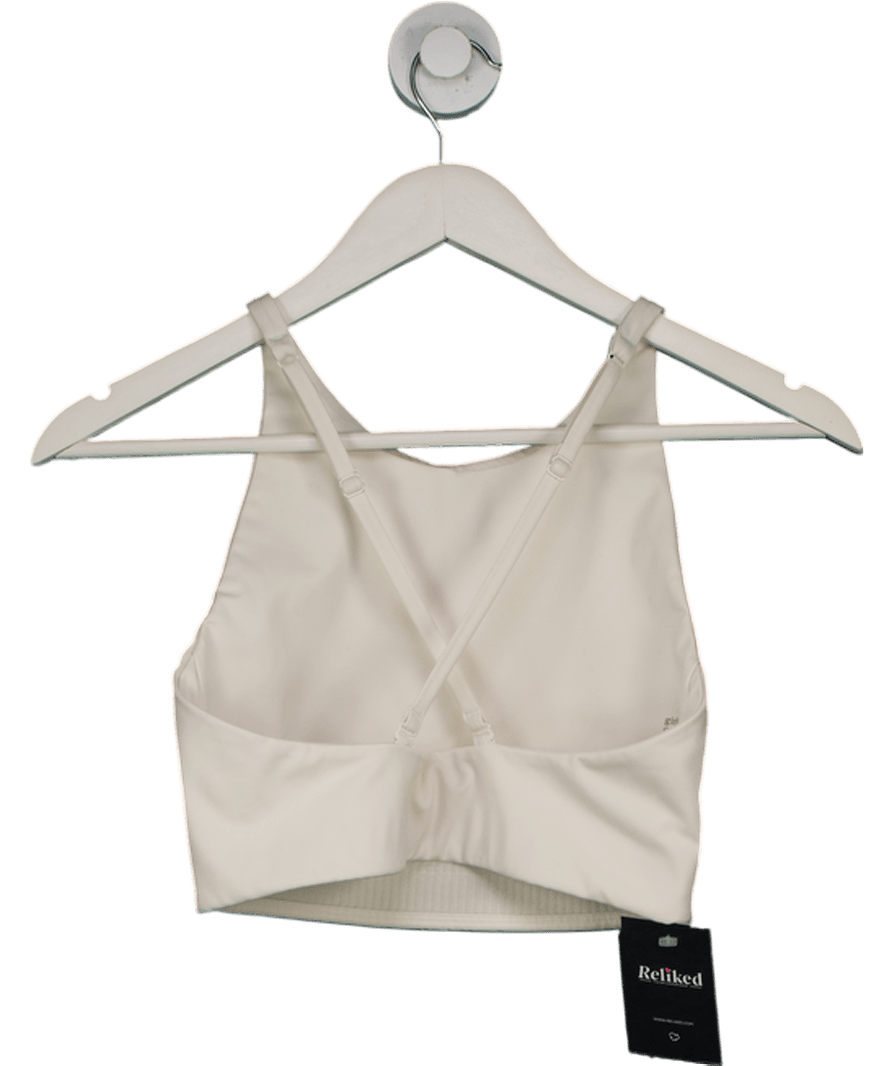 Girlfriend Collective Cream Cross Back Sports Bra UK M - Reliked