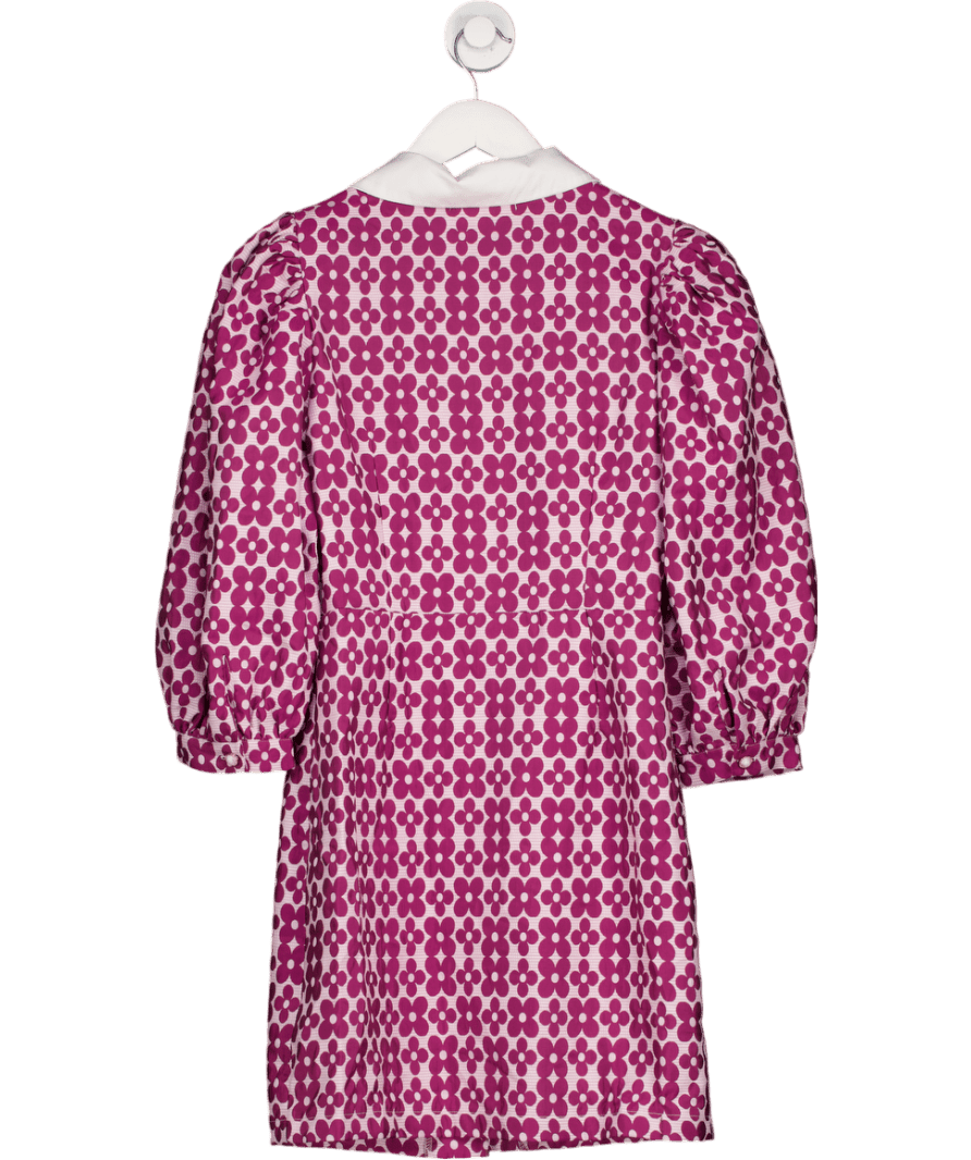 Glamorous Purple Magenta Flower Brocade Dress UK 8 - Reliked