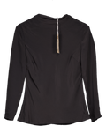 goat Black 100% Silk Draped Neck Long Sleeve Top UK 6 - Reliked