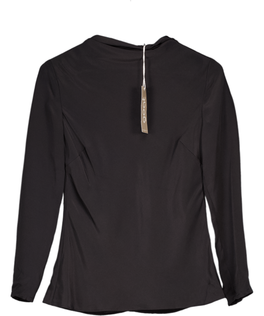 goat Black 100% Silk Draped Neck Long Sleeve Top UK 6 - Reliked