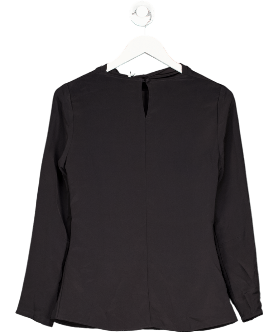goat Black 100% Silk Draped Neck Long Sleeve Top UK 6 - Reliked