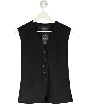 Goelia Black Stretch V-neck Waistcoat Top UK S