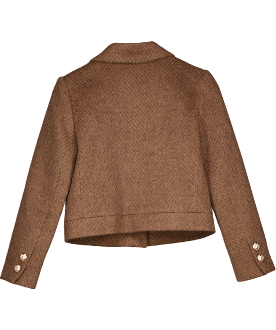 goelia Brown Brushed Jacket With Gold Buttons UK S - Reliked