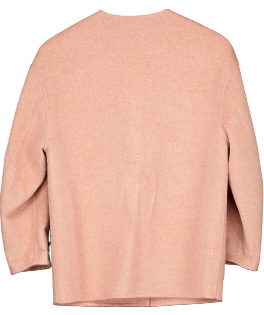 GOELIA Pink Pure Double - faced 100% Merino Wool Round Neck Jacket UK XXS - Reliked