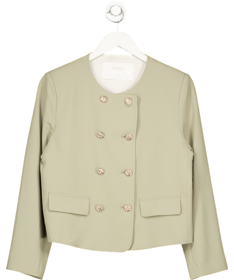 GOELIA Sage Green Stretch Double - breasted Women Jacket UK M - Reliked