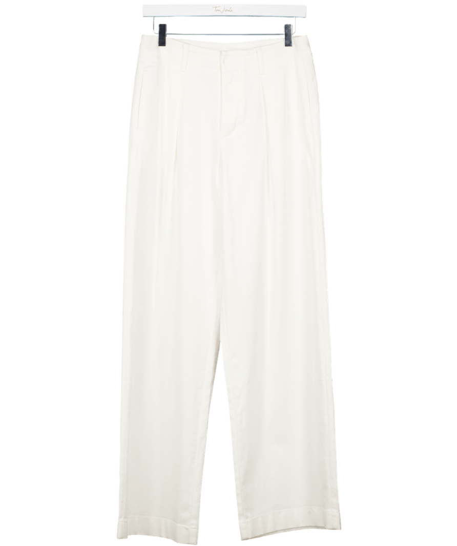 GOELIA White Cotton / Lyocell Blend Wide Leg Trousers UK 10 - Reliked