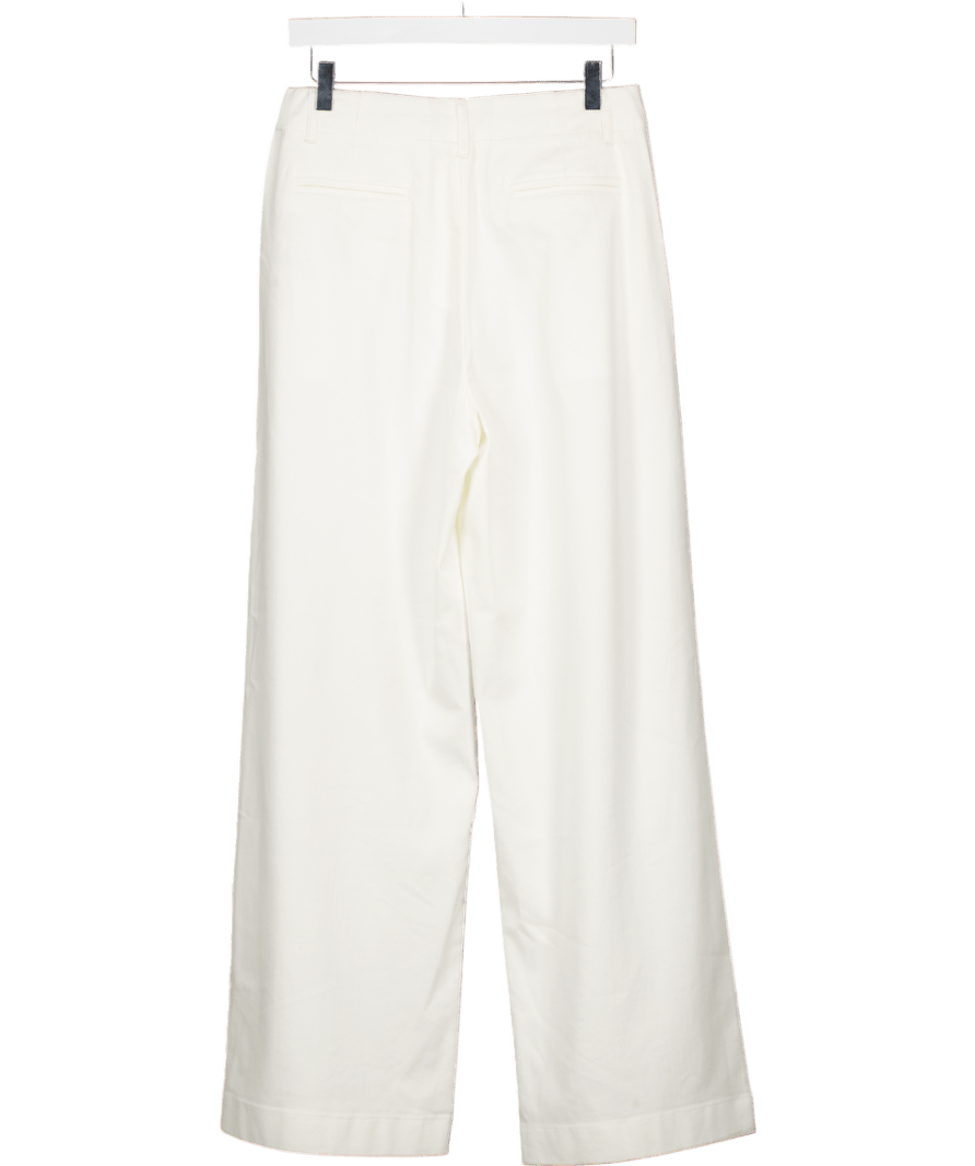 GOELIA White Cotton / Lyocell Blend Wide Leg Trousers UK 10 - Reliked