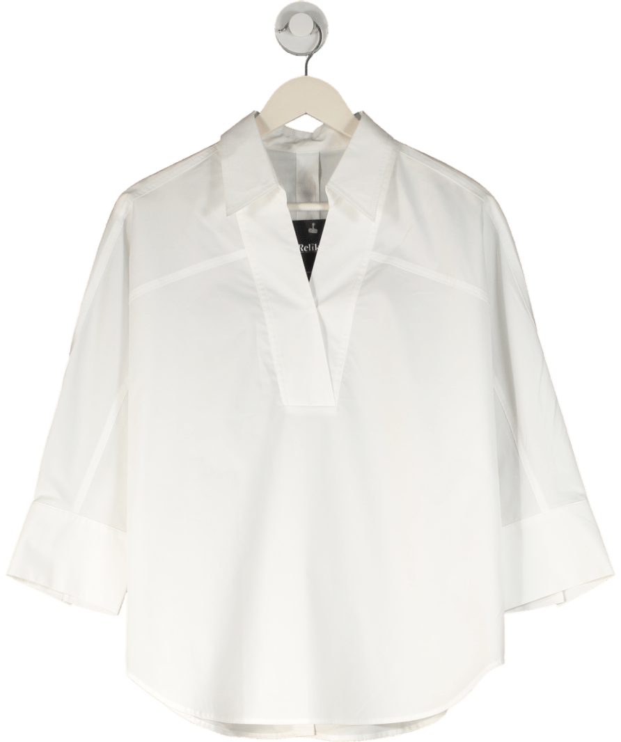 Goelia White Pop - over Classic Style Shirt UK M - Reliked