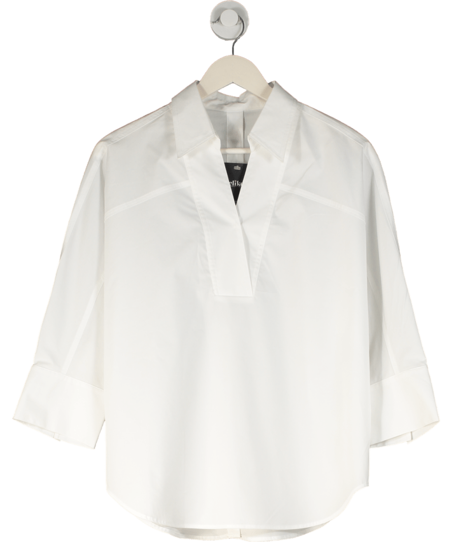Goelia White Pop - over Classic Style Shirt UK M - Reliked