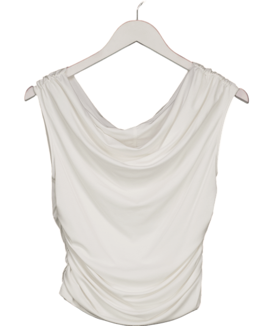 Goelia White Ruched Modal Sleeveless Top UK 10 - Reliked
